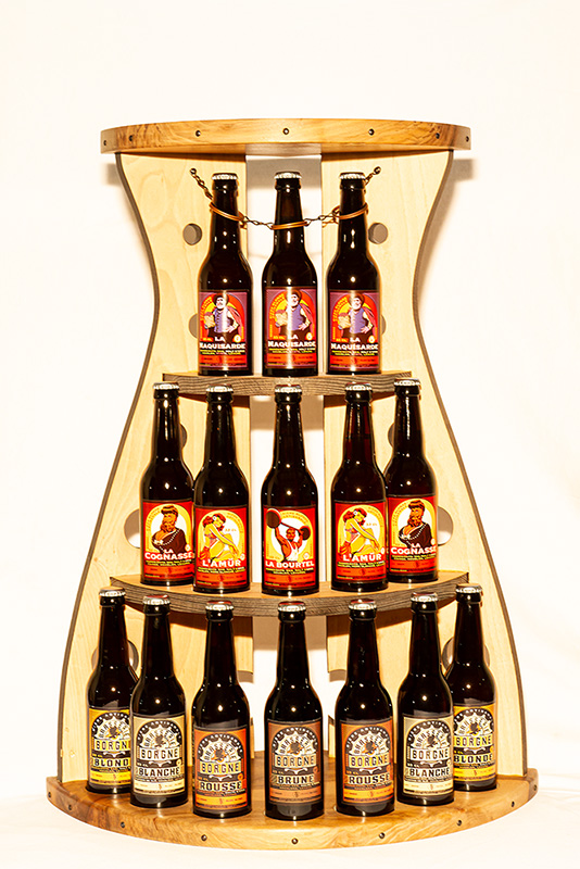 Présentoir de bouteilles de la Brasserie Borgne