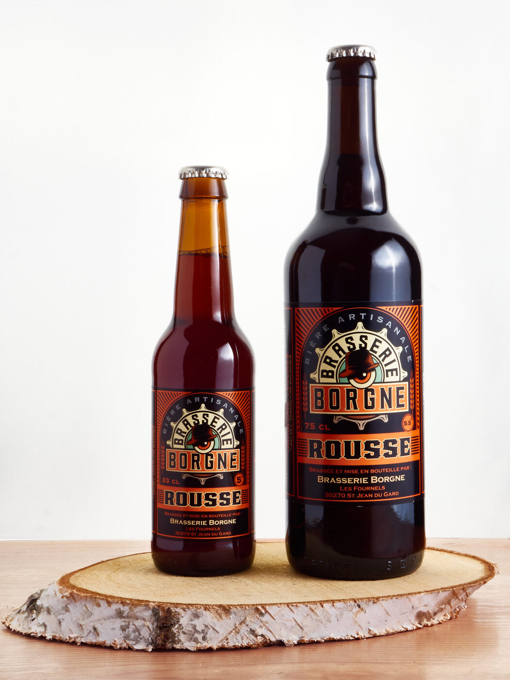 Bouteilles 33 cl et 75 cl de bière rousse Brasserie Borgne